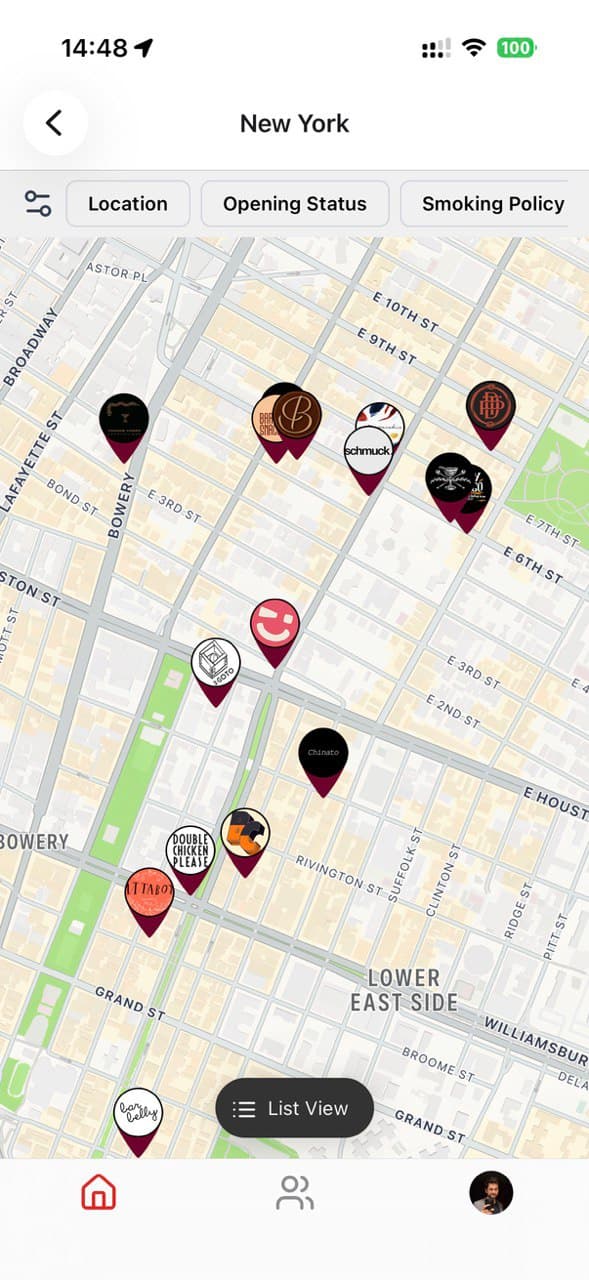 App screenshot — map view